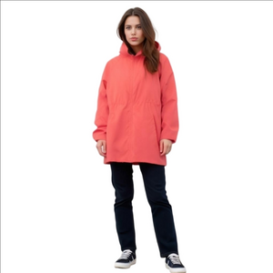 Maurices In Motion Hot Pink Polyester Zippup Rain Hooded Coat Reglan Sleeves L